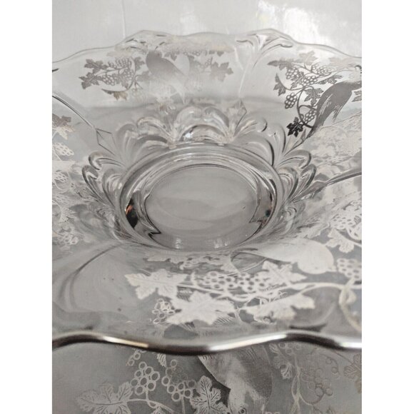 Sterling Silver Overlay Console Bowl with Underplate 14", Glass Centrepiece Set - Picture 13 of 15